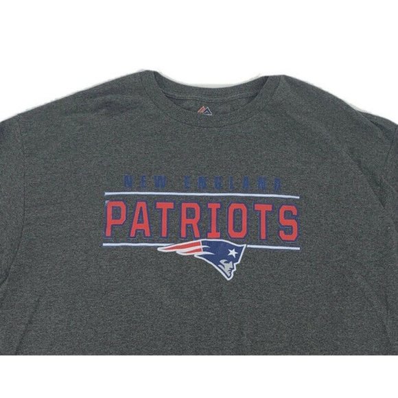 Men's Majestic NFL New England Patriots Long Sleeve T-Shirt‎ Gray 2XL - Picture 4 of 11